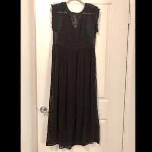 Zara black Flowy maxi embroidered dress!